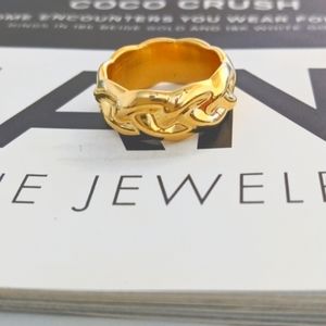 French Twist Braided Gold Band Ring 14k Gold Plated Made in Italy